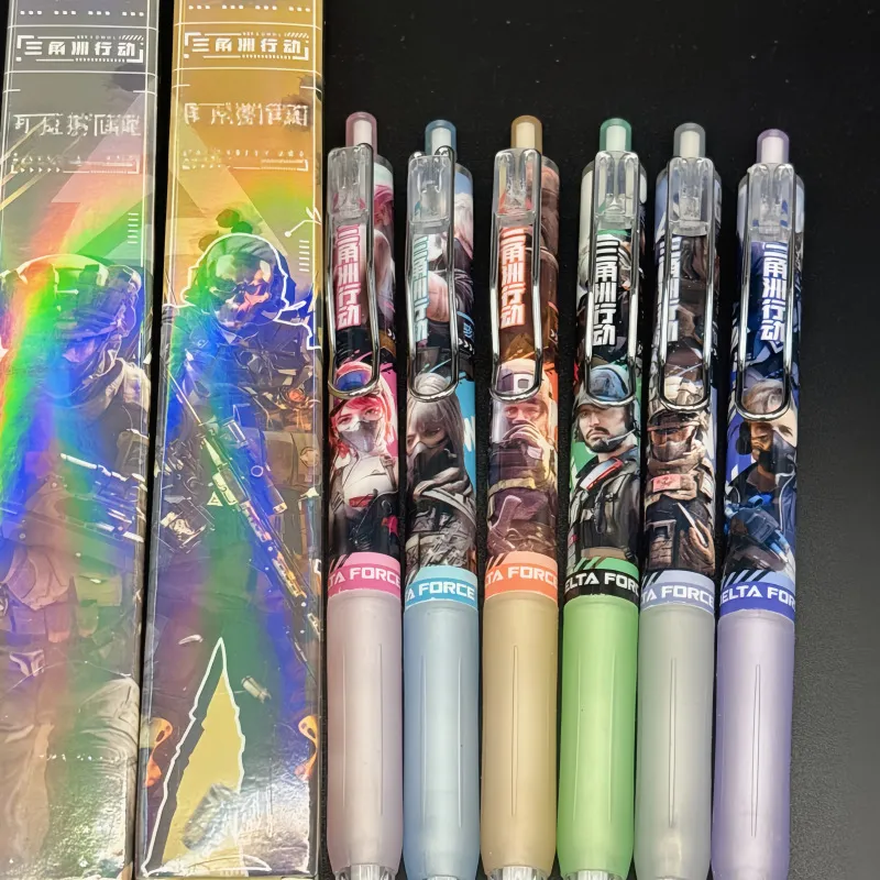 Delta Force Retractable Gel Pen Set – Official Game Merchandise Stationery Kit for Students, Cool Tactical Design 0.5mm Black Ink Click Pens, Perfect Gift & Prize for Gamers